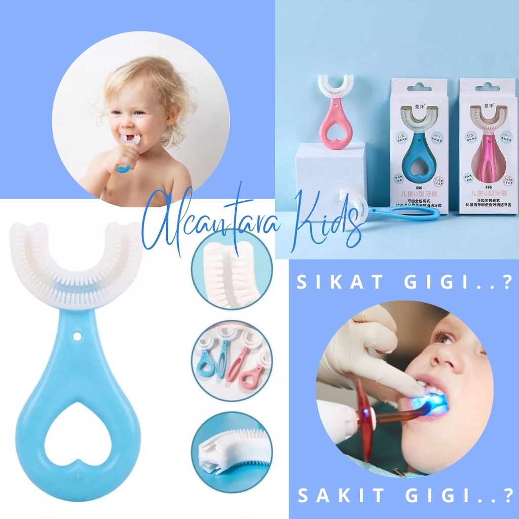 Sikat Gigi Anak Bentuk U Bahan Silikon / Training Toothbrush / Tooth Brush Baby Silicon type U 360° Sikat gigi anak bentuk U