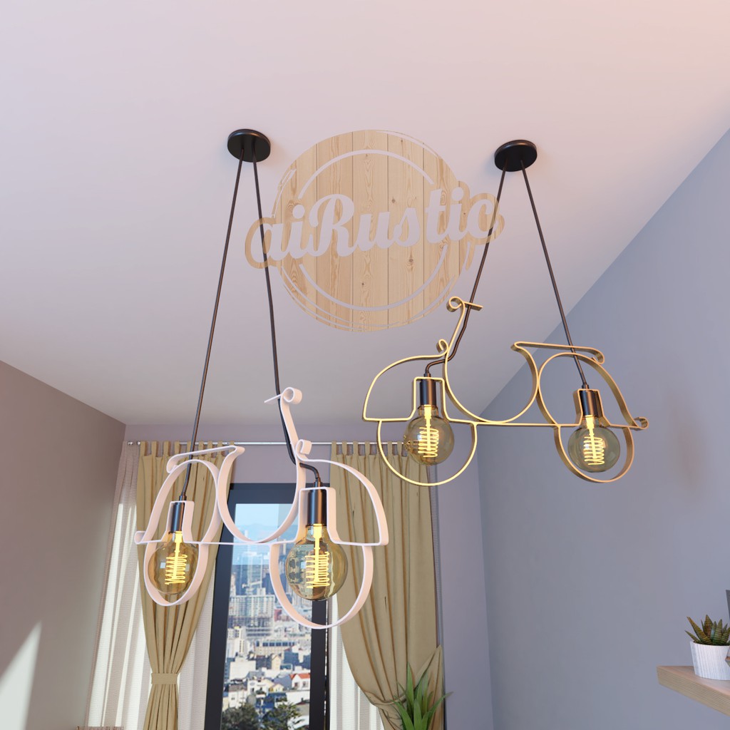 Kap Lampu Gantung Vespa  Bike Vintage Chandelier Edison||lampu gantung dekorasi classic motor sepeda