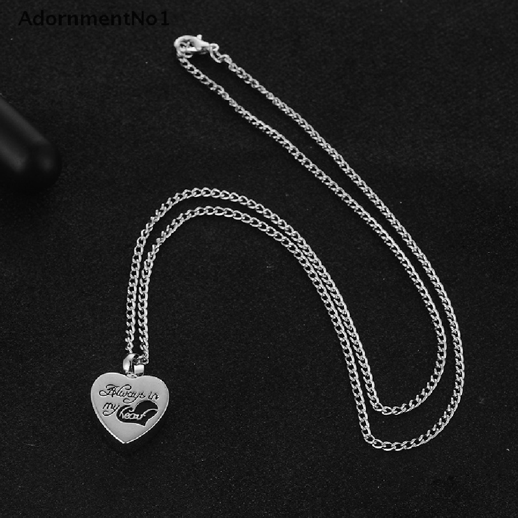 (AdornmentNo1) Kalung Rantai Dengan Liontin Hati Motif Tulisan Always In My Heart Untuk Abu Kremasi