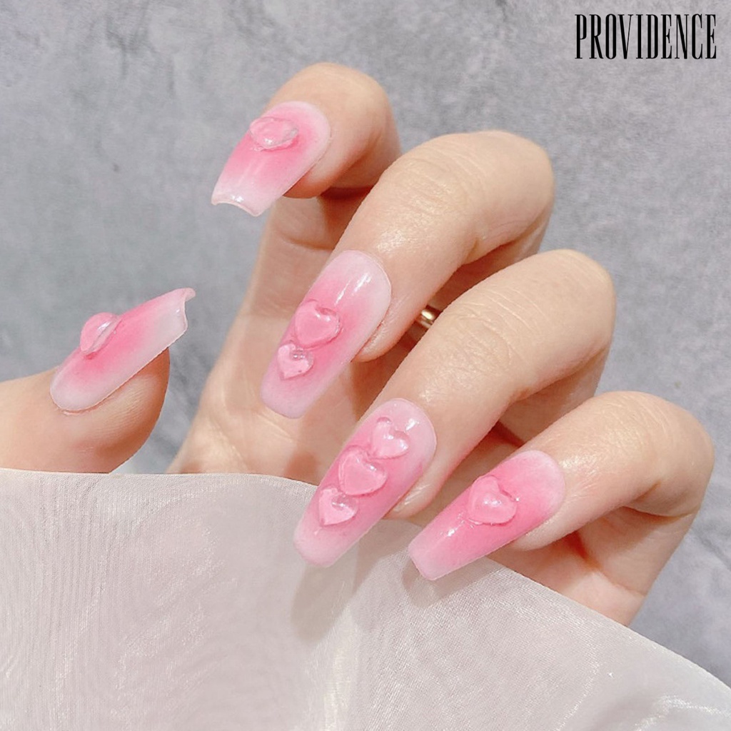 Providence 100Pcs / Kantong Aksesoris Nail Art Resin Bentuk Hati 3D Flexible DIY