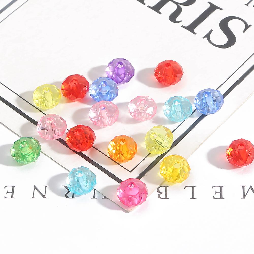 50-500 Pcs 4 Mm 6 Mm 8 Mm 10 Mm Putih Warna Campuran Akrilik Spacer Manik-manik Austria Segi Kristal Manik-manik Longgar untuk Membuat Perhiasan Temuan