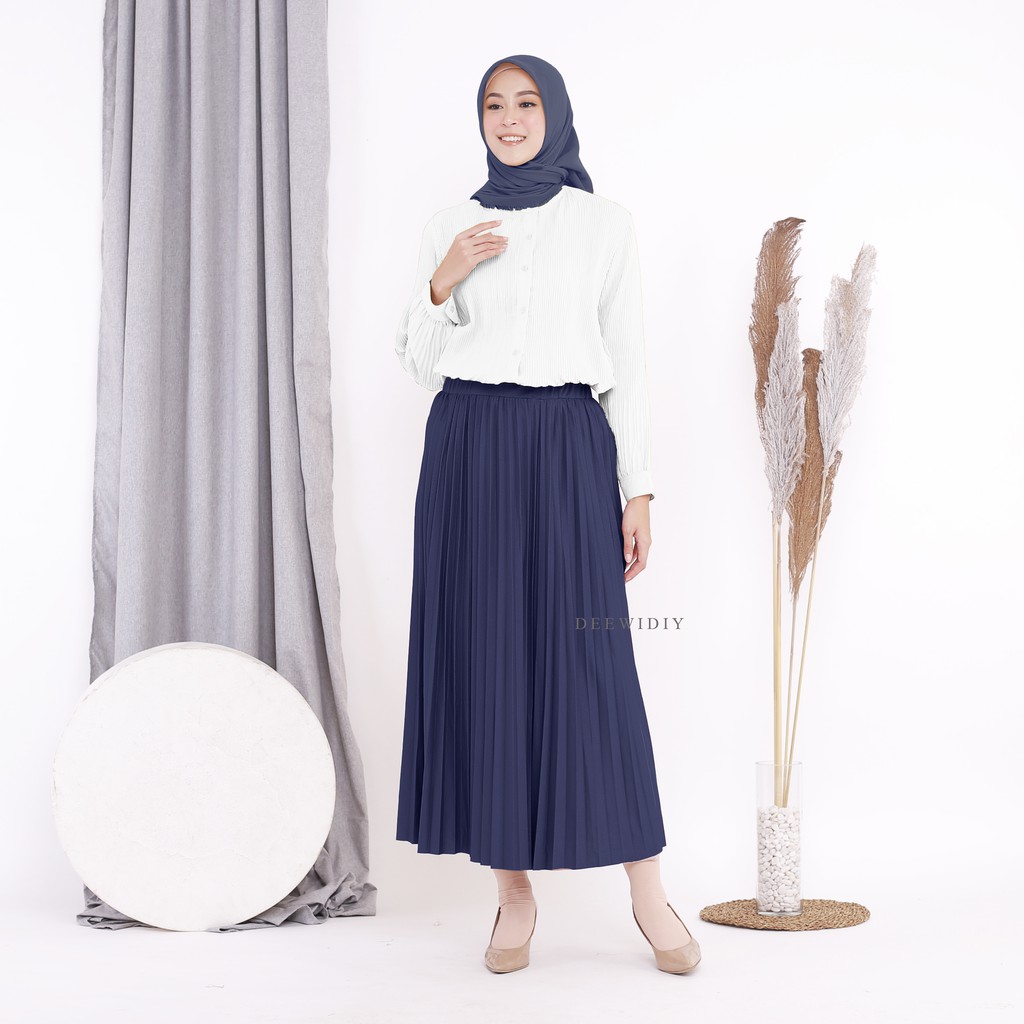 ROK PLISKET PANJANG PAYUNG BAHAN PREMIUM MUAT SAMPAI JUMBO - SIERA UMBRELLA PLEATS SKIRT DEEWIDIY