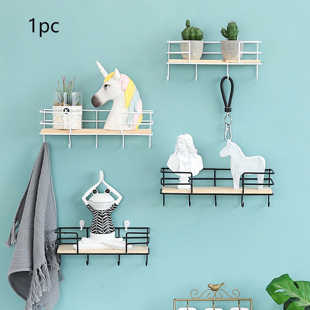 With Hook Decoration Office Bedroom Shelf Kitchen Wall Mounted