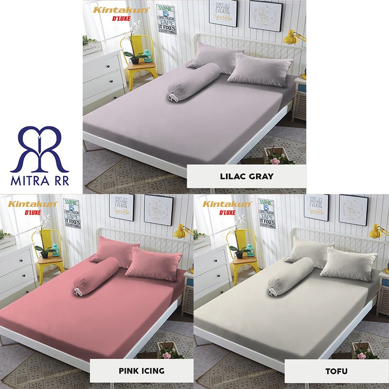 Sprei Kintakun Deluxe Dluxe 160 B2 Polos Warna Pastel Sprai D'luxe Queen Size