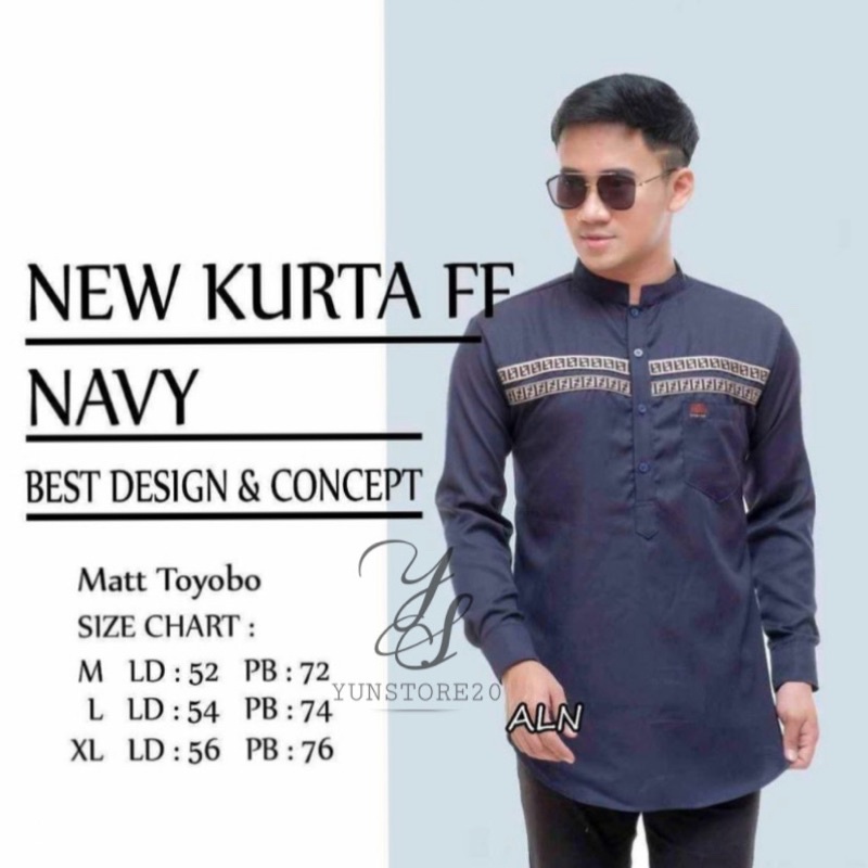 Kemeja Koko Pria Lengan Panjang Baju Kurta FF Dewasa Terbaru Slimfit High Quality