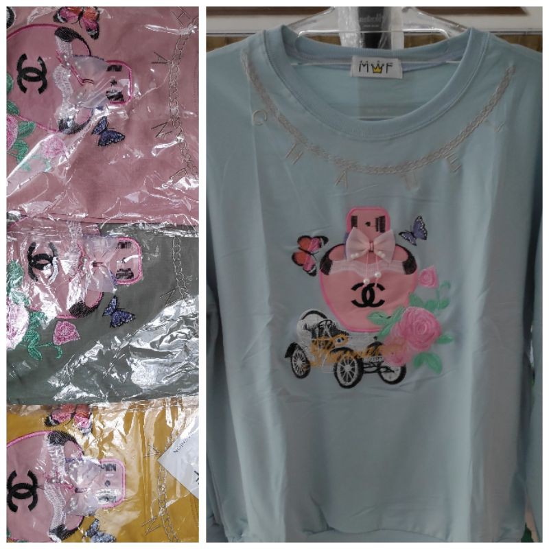 Kaos import lengan panjang bordir premium mf mojo tibeai kuhan 100% cocogirl