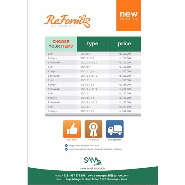 Kertas Continuous Form Reform 4ply Prs 9 5x11 2 Shopee Indonesia