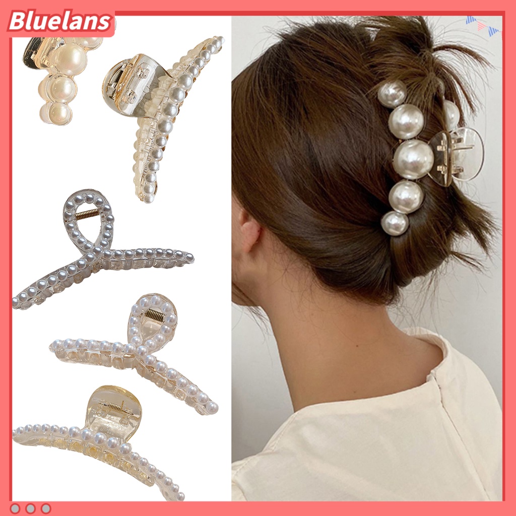 Bluelans Lightweight Hair Clip Faux Pearls Bright Color Hair Claw Stable Styling Accessories