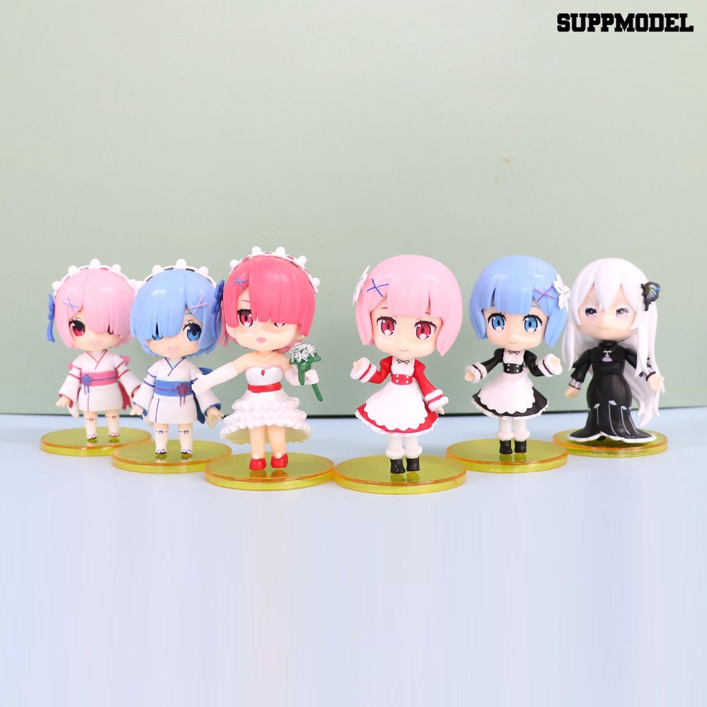 6pcs / Set Action Figure Anime Life In A Different World From Zero Rem Untuk Dekorasi Kue