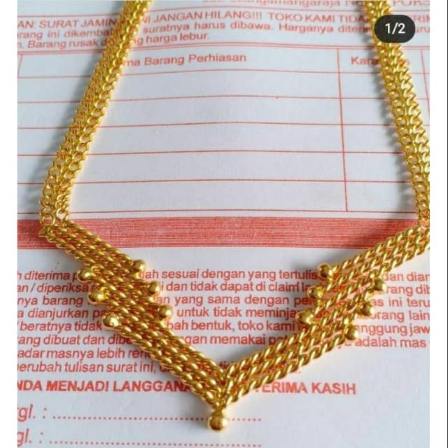 Kalung Emas Asli 24k Kadar 99 99 Berat 30 Gram Indonesia