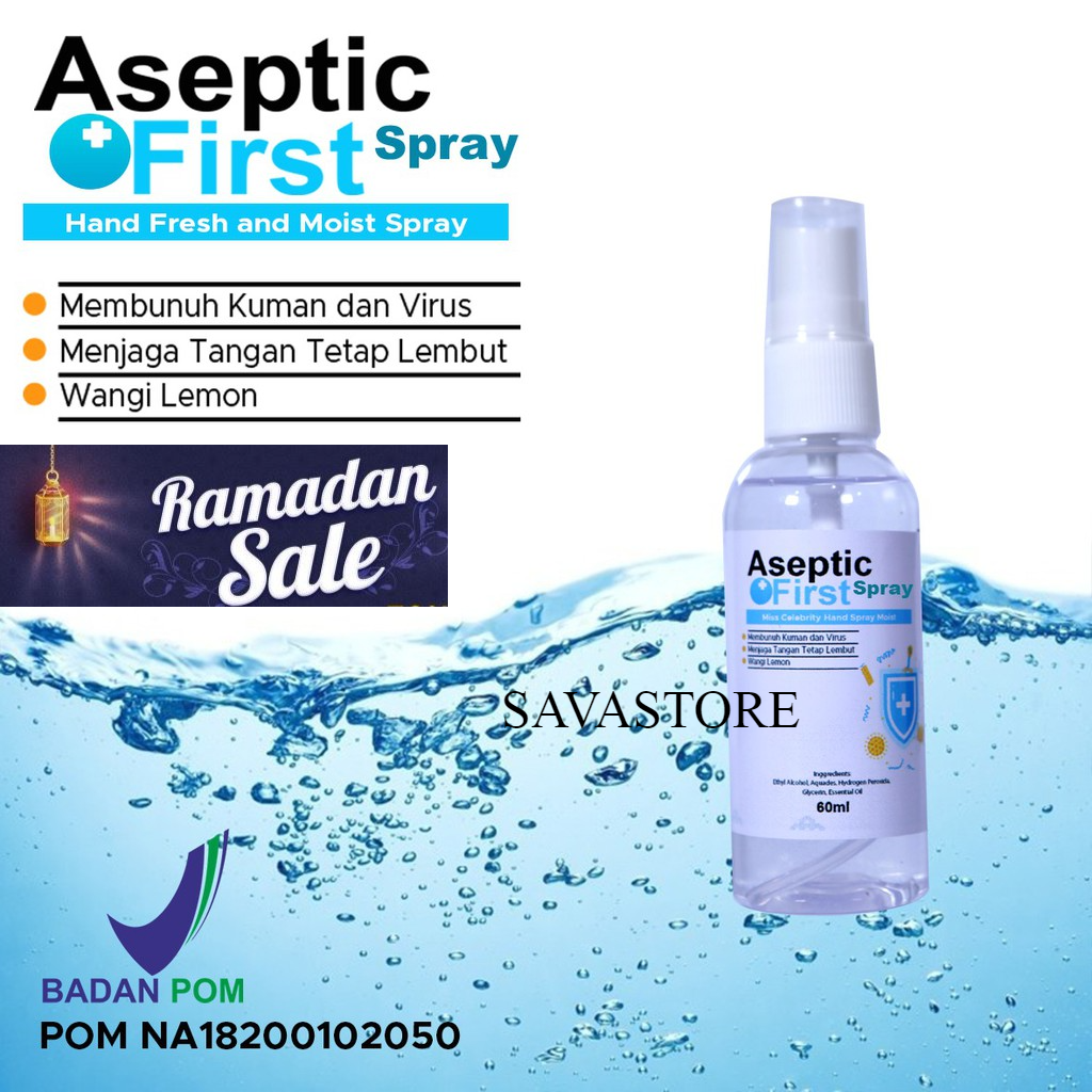 HAND SANITIZER 60ML ASEPTIC FIRST SPRAY HANDSANITIZER CAIR ANTI VIRUS