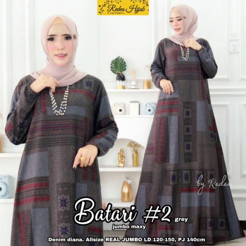Batari Gamis Dress Maxy Super Jumbo Big Size Melar Bahan Denim Diana LD 120-150 cm 3L 4L 5L