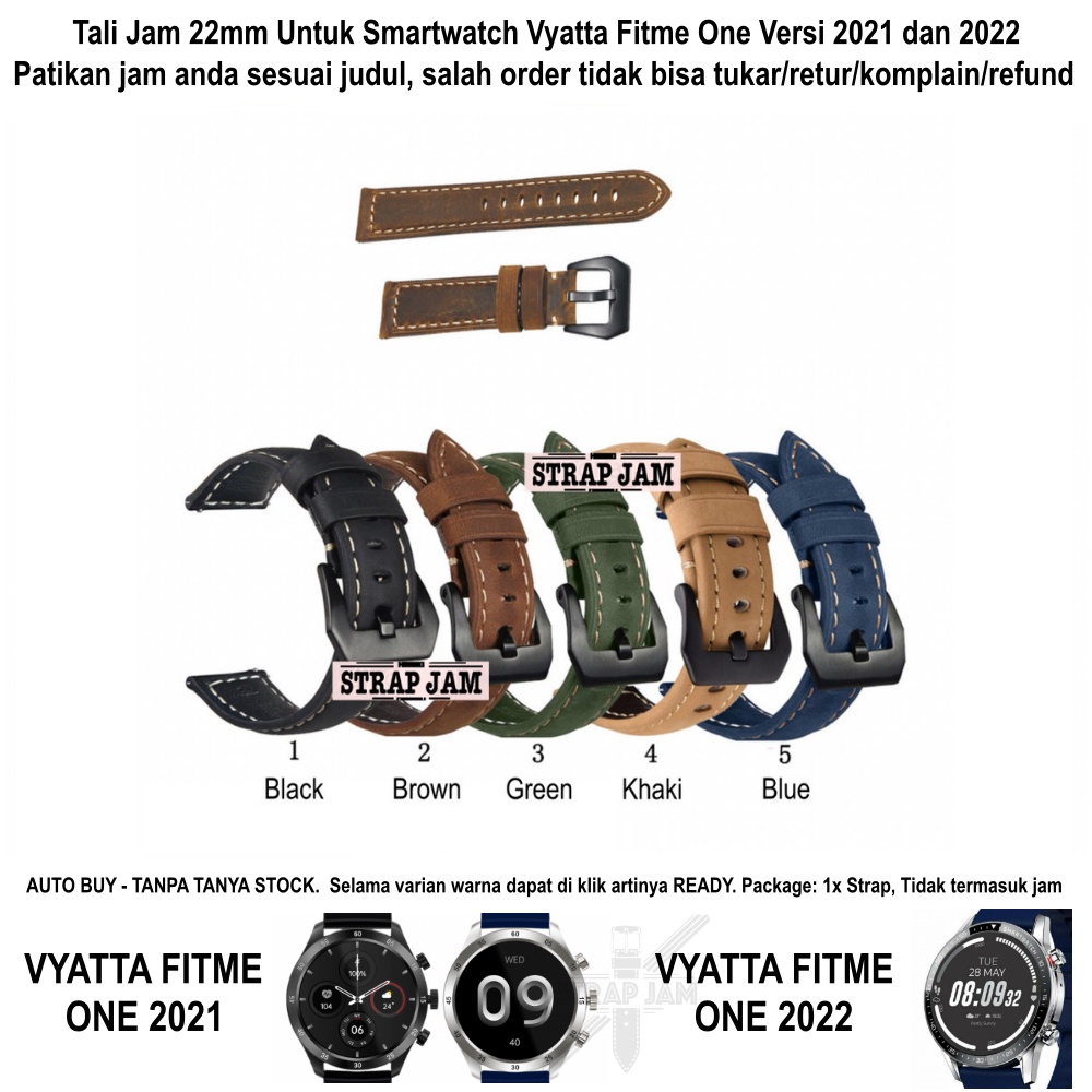 Tali Jam 22mm Watch Strap Vyatta Fitme One 2021 2022 - Crazy Horse Leather Kulit