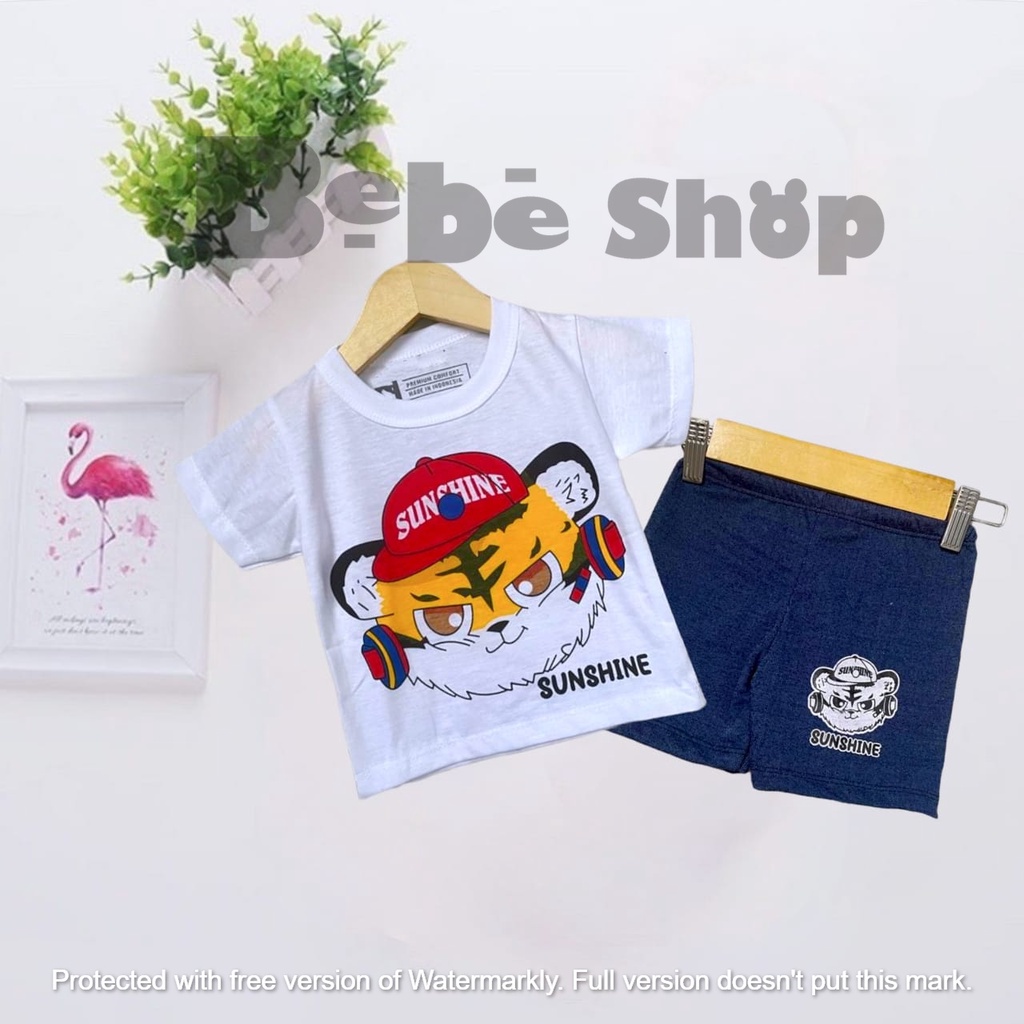 Setelan anak  laki-laki  dan permpuan  motif Kartun Sunshine  usia 0 sampai 2 tahun bahan katun PE