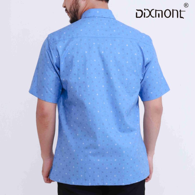 Dixmont Kemeja Pria Basic Formal Motif Lengan Pendek Hem MS03421