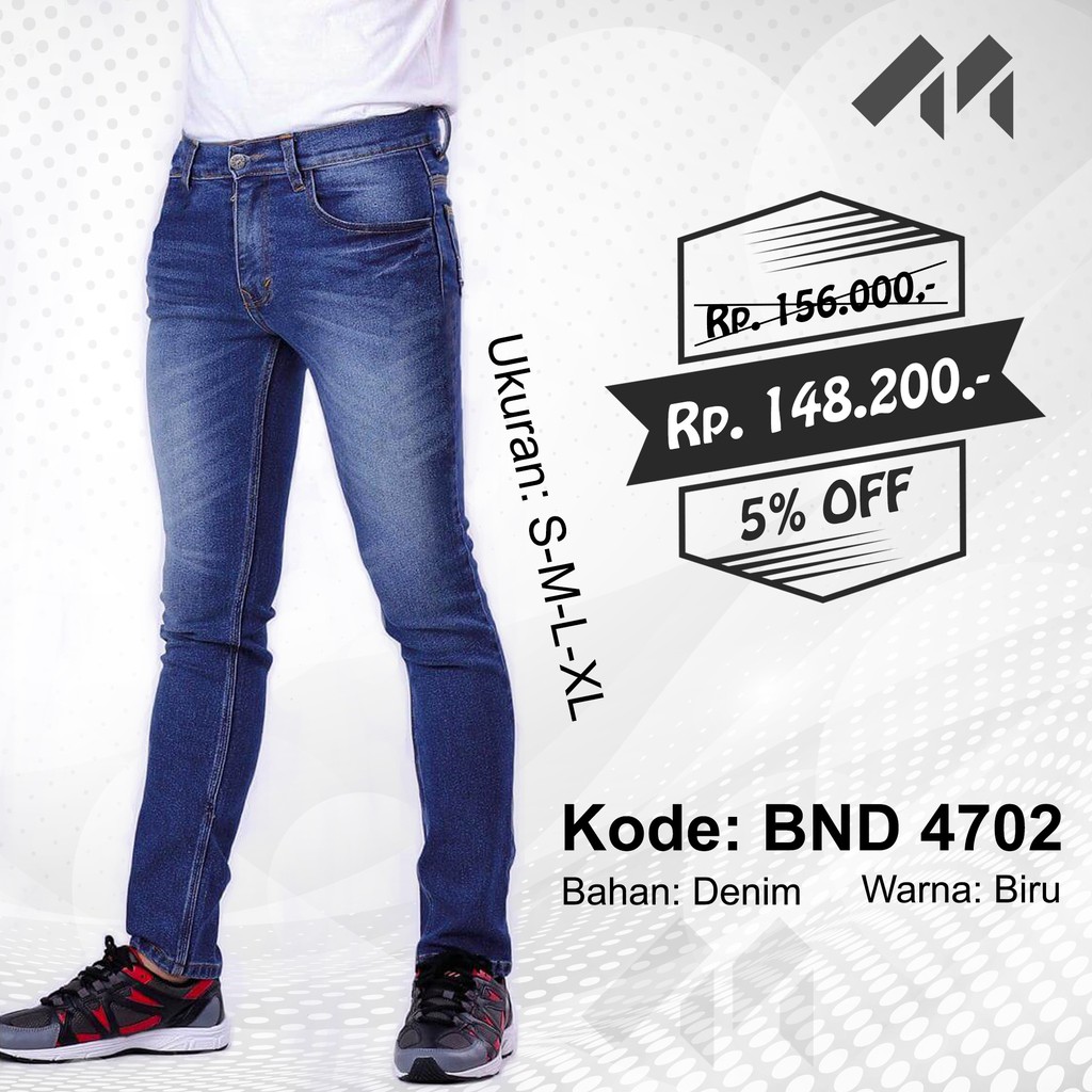 Celana Jeans Panjang Kasual Pria Original Bahan Denim Warna Biru