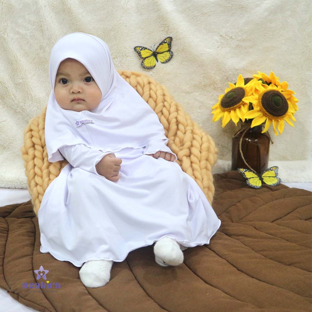 baju akikah bayi perempuan KIA Daily Putih original by Dzakira bahan jersey  premium