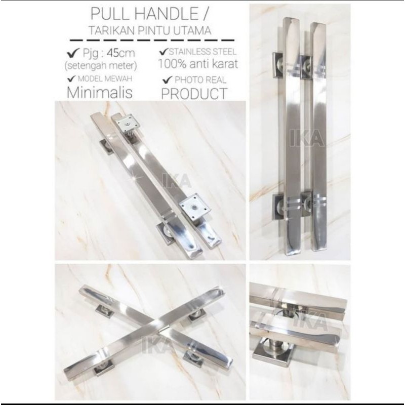 SATU SET TARIKAN PINTU UTAMA / HANDLE 45 CM ( KOTAK DOFF NATURAL STAINLESS) ANTI KARAT + BODY KUNCI