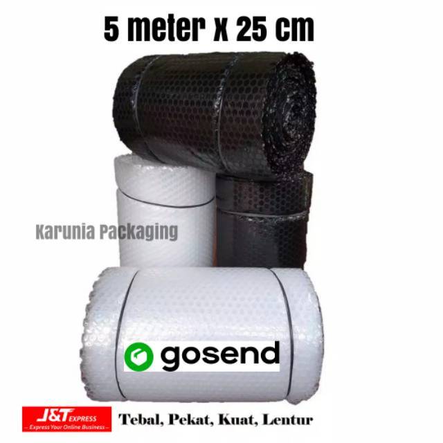 

Bubble wrap HITAM / bening ukuraN per meter & per 5 meter termurah
