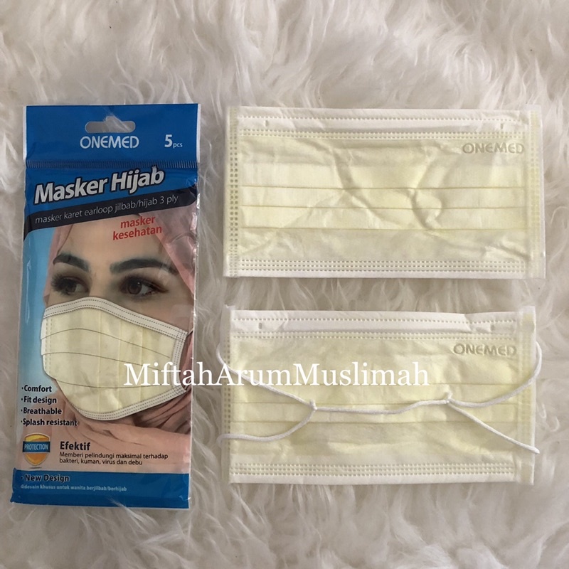 Masker Jilbab 3ply isi 5pcs Masker Medis Masker Kesehatan Onemed