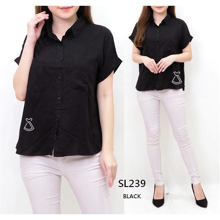 SL239 - Atasan Kemeja Pendek Rayon Casual