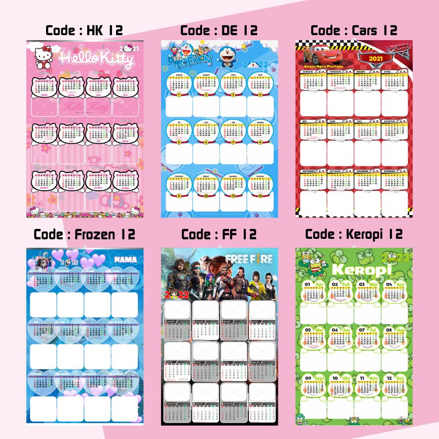 

Kalender a3 karakter + foto by request + 12-13 fto