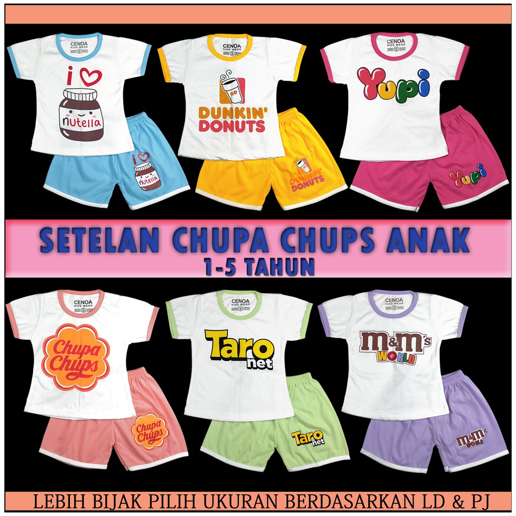 SETELAN ANAK CHUPA CHUPS USIA 1-5 TAHUN/SETELAN BAYI CHUPA CHUPS NEW