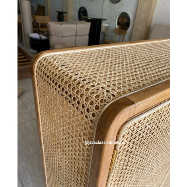ALMARI LEMARI PAKAIAN ROTAN PINTU 2 CUSTOM RETRO MINIMALIS VINTAGE UNIK BAHAN KAYU JATI FINISHING NATURAL BLEACHING FURNITURE JEPARA-3