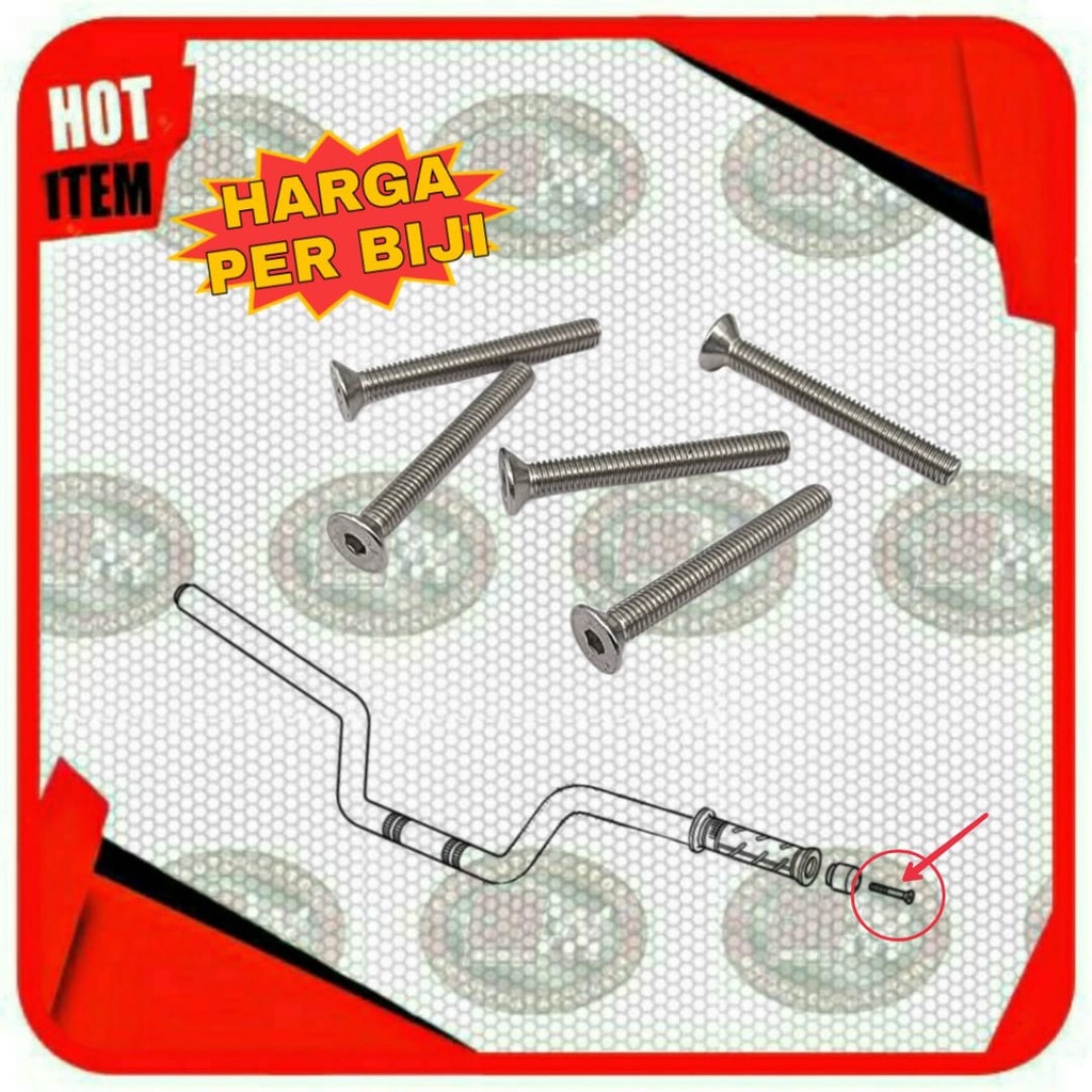 Baut L STAINLESS Jalu Stang Stir RCB PCX TIGER MEGAPRO GL PRO dsb || Panjang 5 & 6 cm