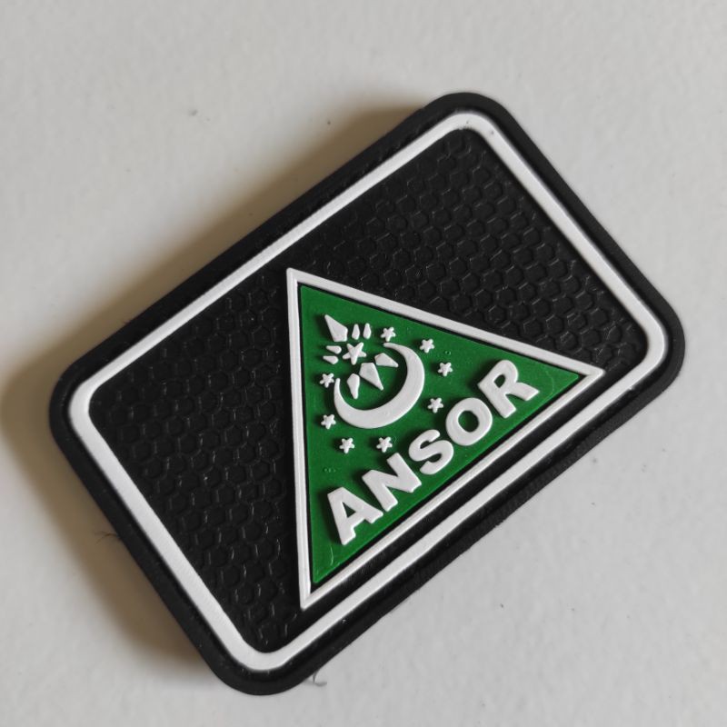 PATCH RUBBER LOGO ANSOR BANSER LIS PUTIH/TEMPELAN EMBLEM KARET VELCRO