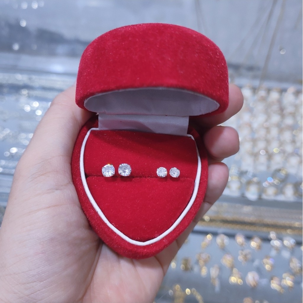 Anting Perak Tusuk Permata 1 Berkilau Seperti Berlian Asli / Anting Desi