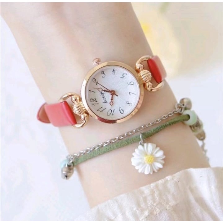 Jam Tangan Wanita Elegan Strap Pu Dial Bulat Angka (014PU)