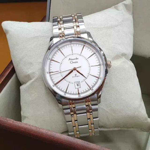 JAM TANGAN PRIA ALEXANDER CHRISTIE AC 8553 COWOK SILVER ROSEGOLD