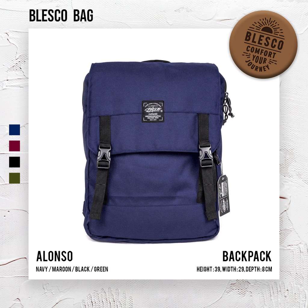 Tas Punggung Pria Warna Navy - Blesco Alonso Ransel Kuliah Tas Laptop 14 inch