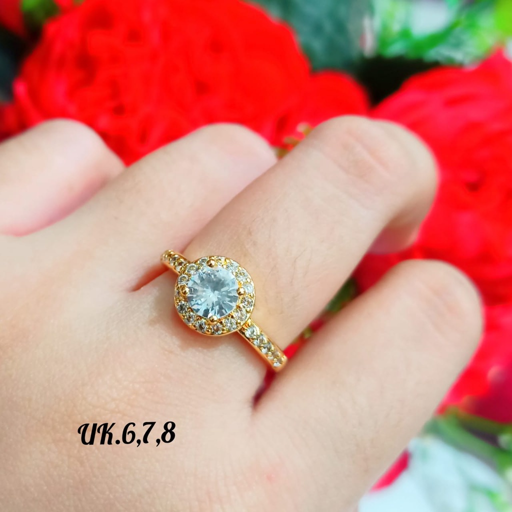 Set dewasa permata full zircon elegan,simple emas tidak karat