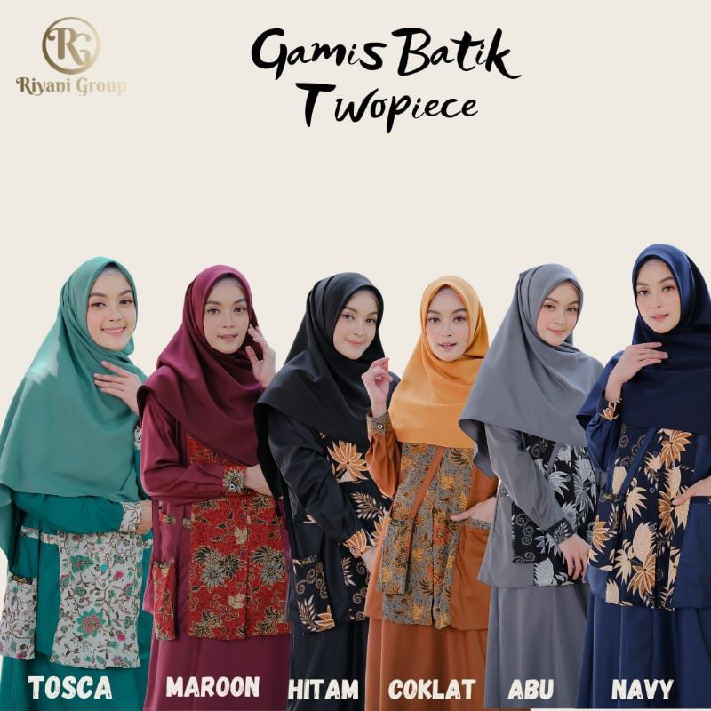 Batik wanita kekinian baju Batik Gamis batik kerja seragam dinas By riyani XS S M L XL XXLGamis Offi
