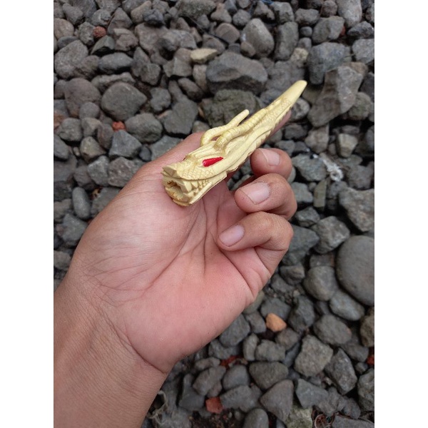 pipa ukir naga white dragon kayu kemuning jawa warna natural