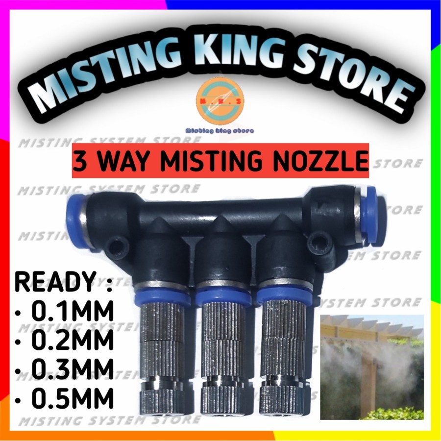 MIST NOZZLE FILTER MISTING 3 WAY SPRAYER EMBUN + SLIP LOCK 5 WAY 6 MM