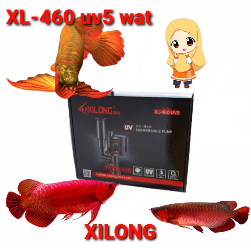 pompa celup air aquarium xilong XL-460uv5 power head plus lampu uv dan skimer