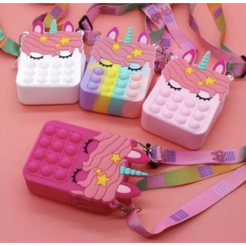 Tas Pop it Unicorn - Tas Anak Lucu Unicorn + Tali