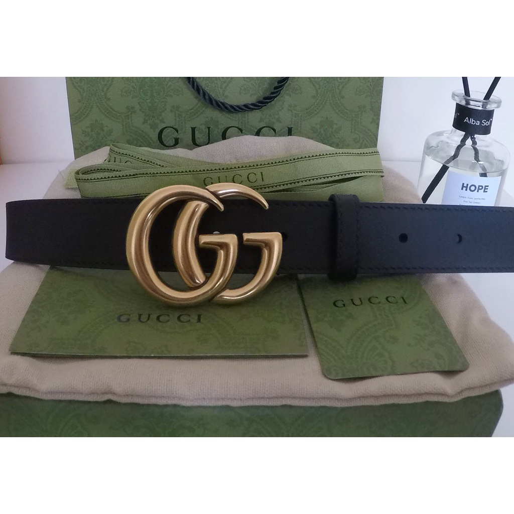 premium Leather belt with Double G buckle 30mm ikat pinggang