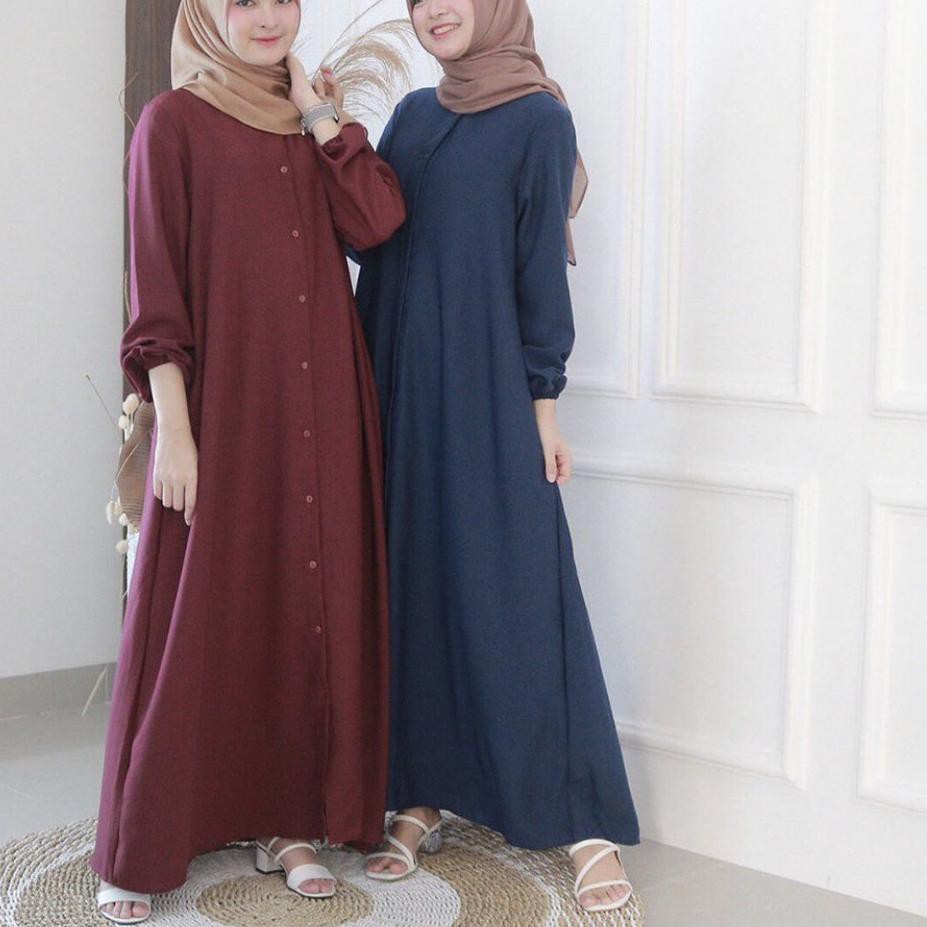 ✸ gamis nidia muslimah full kancing ☀