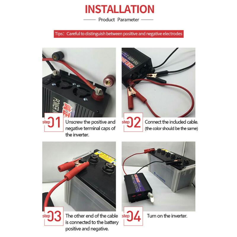 TaffWare Car Power Inverter Pure Sine Wave DC12V To AC220V 1000W - NBQ1000W - Black
