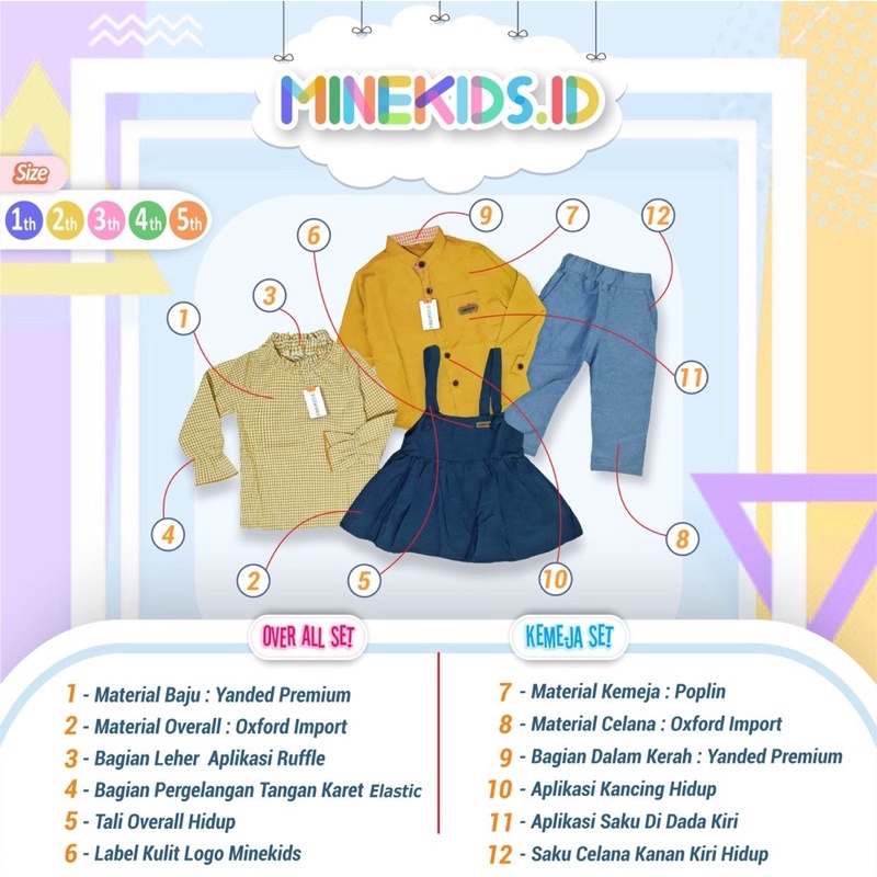 Setelan Anak overall dress dan kemeja balita minekids