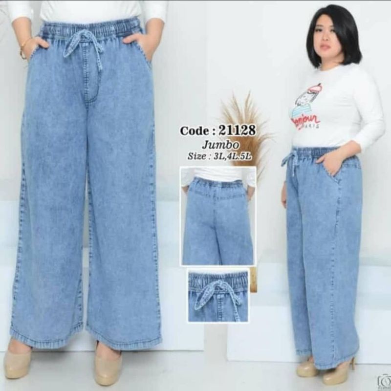 Celana Boyfriend super jumbo Lp 140 cm bahan jeans asli celana wanita jeans jumbo