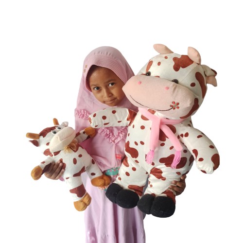 boneka sapi berdiri XL beli 1 gratis 1 boneka sapi kecil