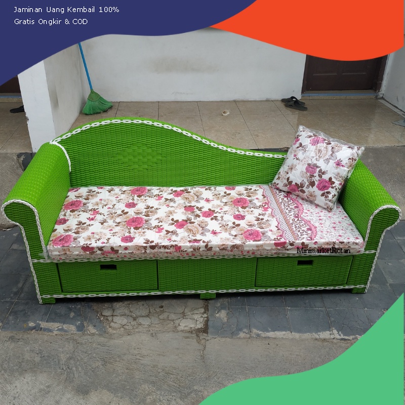 Kursi Sofa Lige Dari Rotan Sintetis High Quality Gratis Bantal