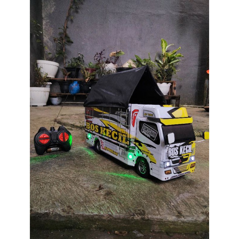 MINIATUR TRUK BOS KECIL VARIASI REMOTE LAMPU TERPAL