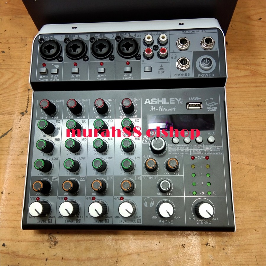 mixer 4ch ashley M-house4 /m-house 4 bluetooth with soundcard original