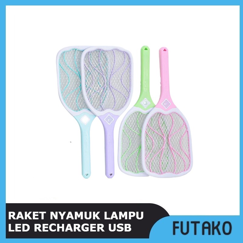 FUTAKO RN-613 Raket Nyamuk Lampu Led Recharger USB